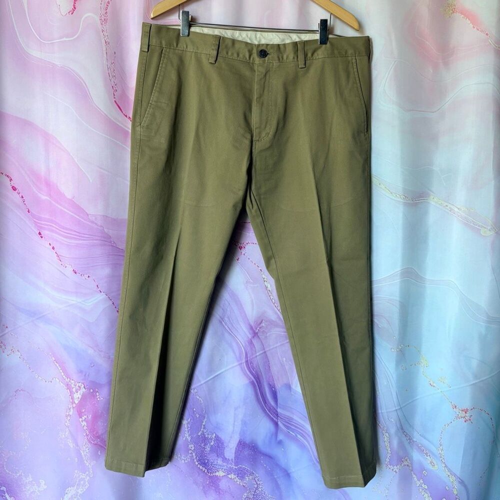 Reaction Kenneth Cole 38 Tan Flat Front Chino Pants Business Professional Sporty